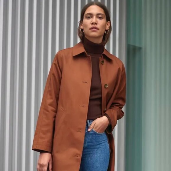 Everlane Cocoa Brown Mac Coat - Size 16 - Picture 2 of 15